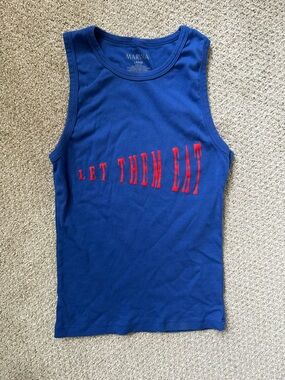 MARINA PRINCESS OF POWER Merch Blue Tank with Red LET THEM EAT C*NT Graphic